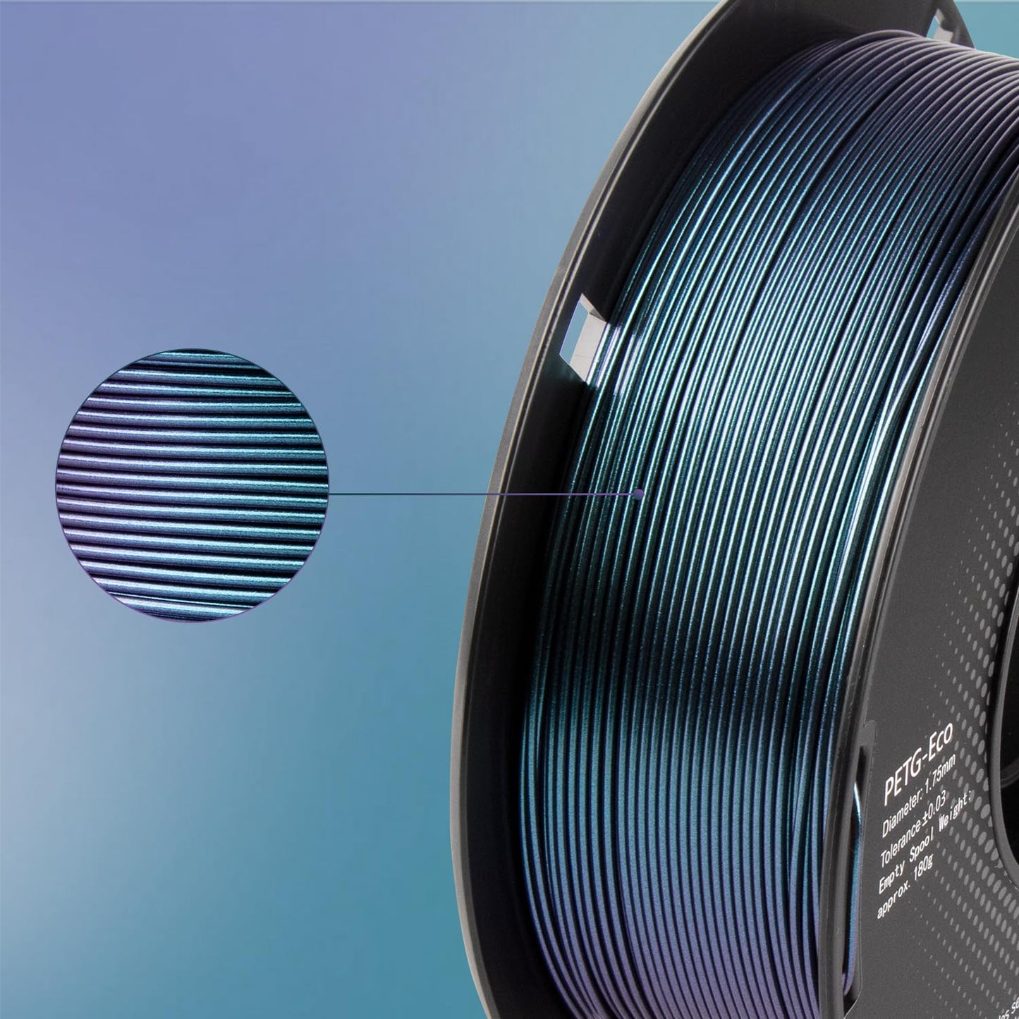 PETG filament 1.75mm, TINMORRY Enhanced PETG-Eco 3D printing materials, compatible with Bambu FDM 3D printer, 1 KG 1 spool, Chameleon Blue/Purple.