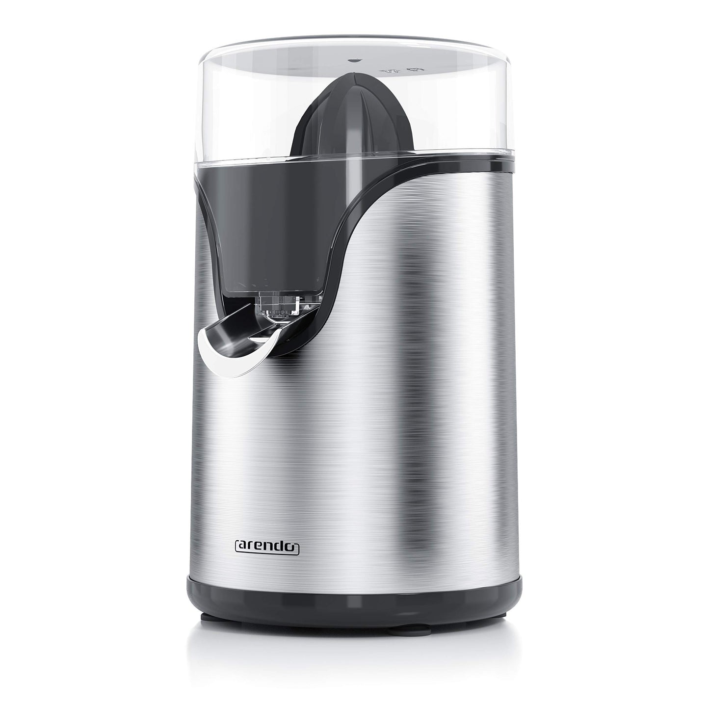 Arendo - Electric stainless steel lemon squeezer - Juicer, orange squeezer, lime squeezer - Start-stop automatic function - large and small juicing cones - strainer insert - BPA free