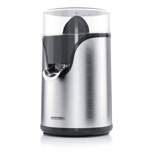 Arendo - Electric stainless steel lemon squeezer - Juicer, orange squeezer, lime squeezer - Start-stop automatic function - large and small juicing cones - strainer insert - BPA free