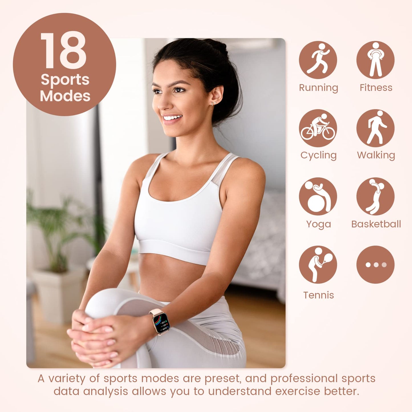 SWGOTA Smartwatch for Women with Phone Function, 1.85" HD Smart Bracelet Heart Rate Sleep Monitor Menstrual Cycle SpO2 Fitness Tracker IP68 Waterproof Pedometer for iOS Android Black Gold