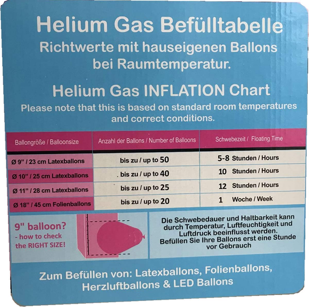 Balloonify helium tank for approximately 50 balloons foil balloons balloon gas 400 liters (0.40 m³) helium balloon gas