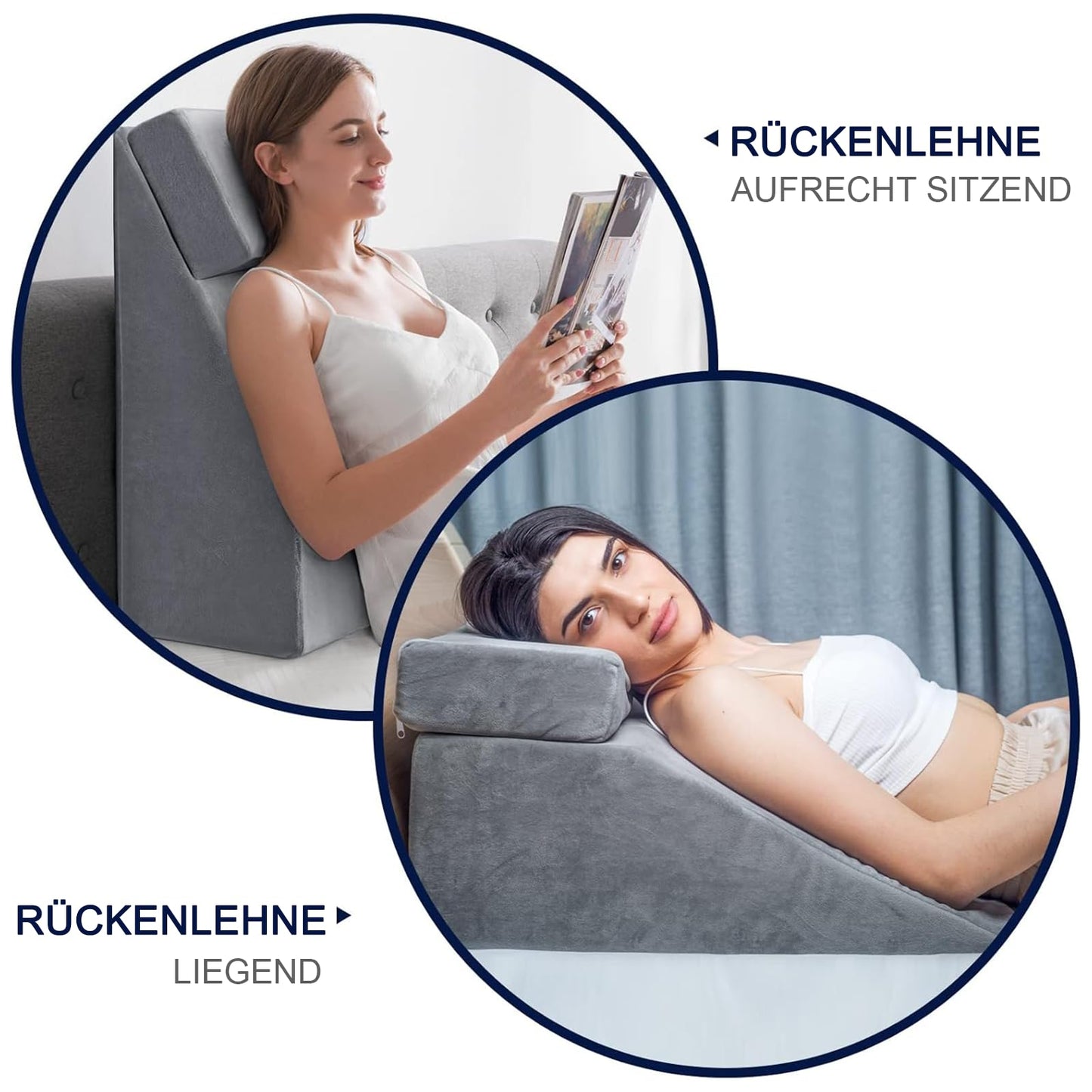 NOFFA Reading Pillow & Wedge Pillow for Leg Elevation, Memory Foam Neck, Back, Leg Support Pillow, removable multipurpose cushion for bed, sofa, sitting, sleeping, resting (Gray)