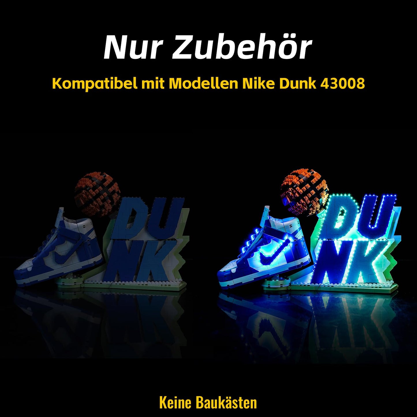 BrickBling LED Light Set compatible with Lego 43008 Nike Dunk x Set (No model), touch dimmer switch decoration lighting set Compatible with Lego Nike Dunk x 43008 Creative Toy