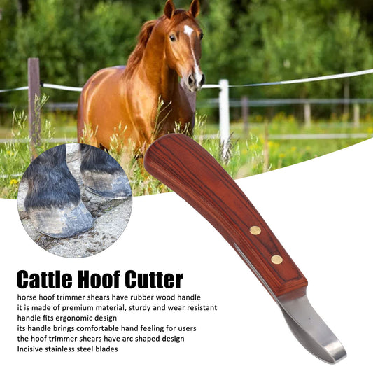 FOUF Hoof Knife, Double-Edged Hoof Knife made of leather with rubber-wood handle, Professional Farrier Tool Sets, Leather Right-Handed Hoof Knife, Versatile for Farriers, Veterinarians, Riders