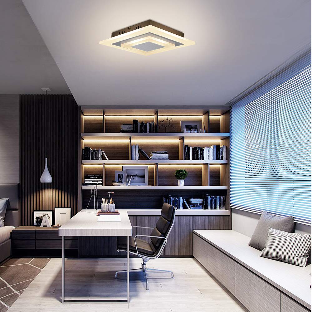 ZMH LED ceiling light living room - living room lamp 23W dimmable with remote control 30cm acrylic bedroom lamp modern design stepless square for bedroom kitchen hallway office dining room