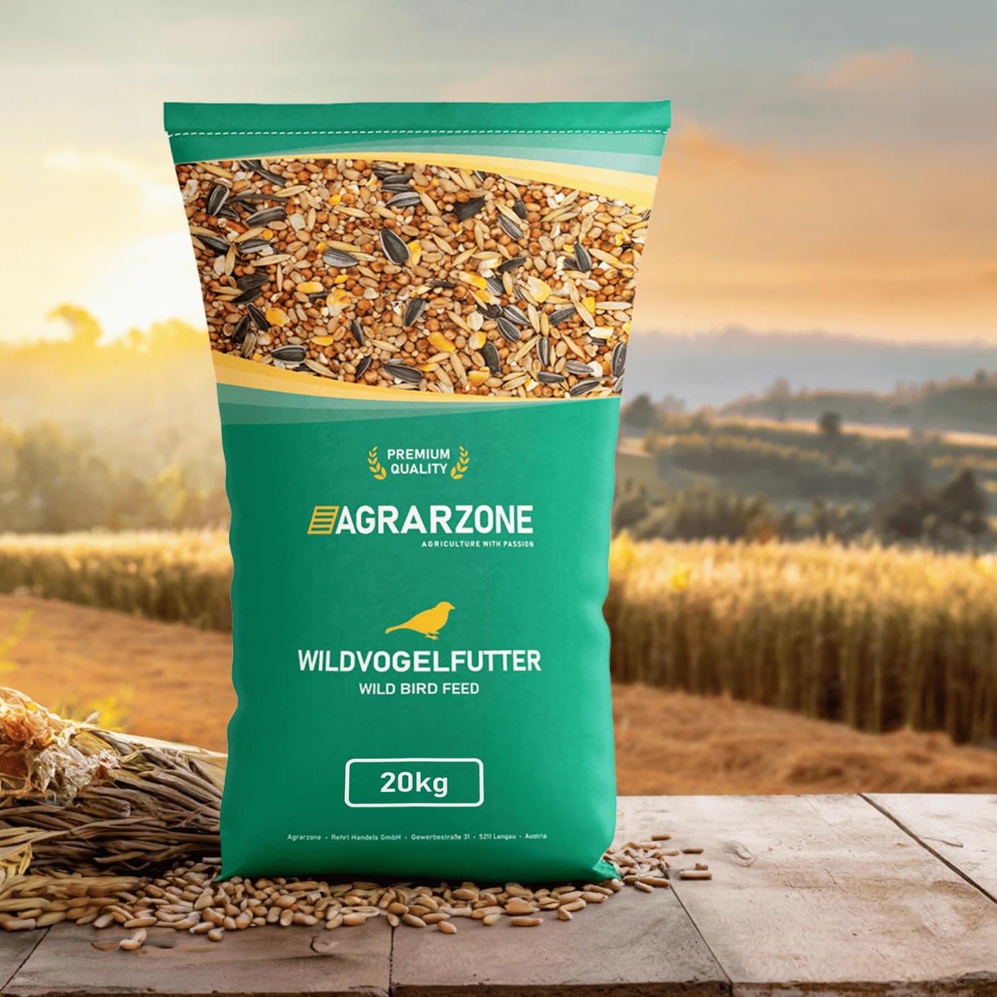 Agricultural area bird feed wild birds all year round 20kg - Wild bird feed 20kg with high-quality grain mix for all birds - Fat feed with sunflower seeds - Dust-free & without additives.