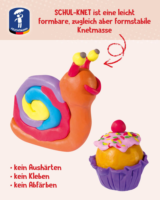 Feuchtmann SCHOOL-DOUGH | EDU Bucket set with 14 x 140g sticks of kids dough | vegan gluten-free playdough | non-drying clay | non-toxic modeling material