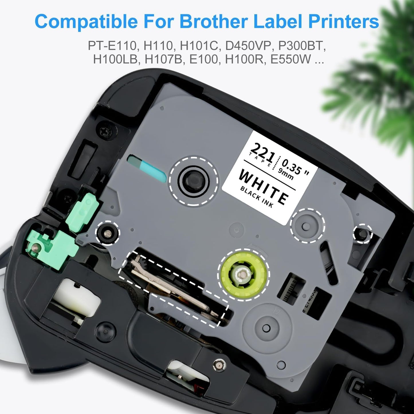 8x XemaX label tape Compatible for Brother P-touch tapes 9mm TZe-221 TZ-221 font tapes Black on white label cassette for Brother P-Touch PT-1010 E110 H100R H110 H101C H108 E100 H100LB