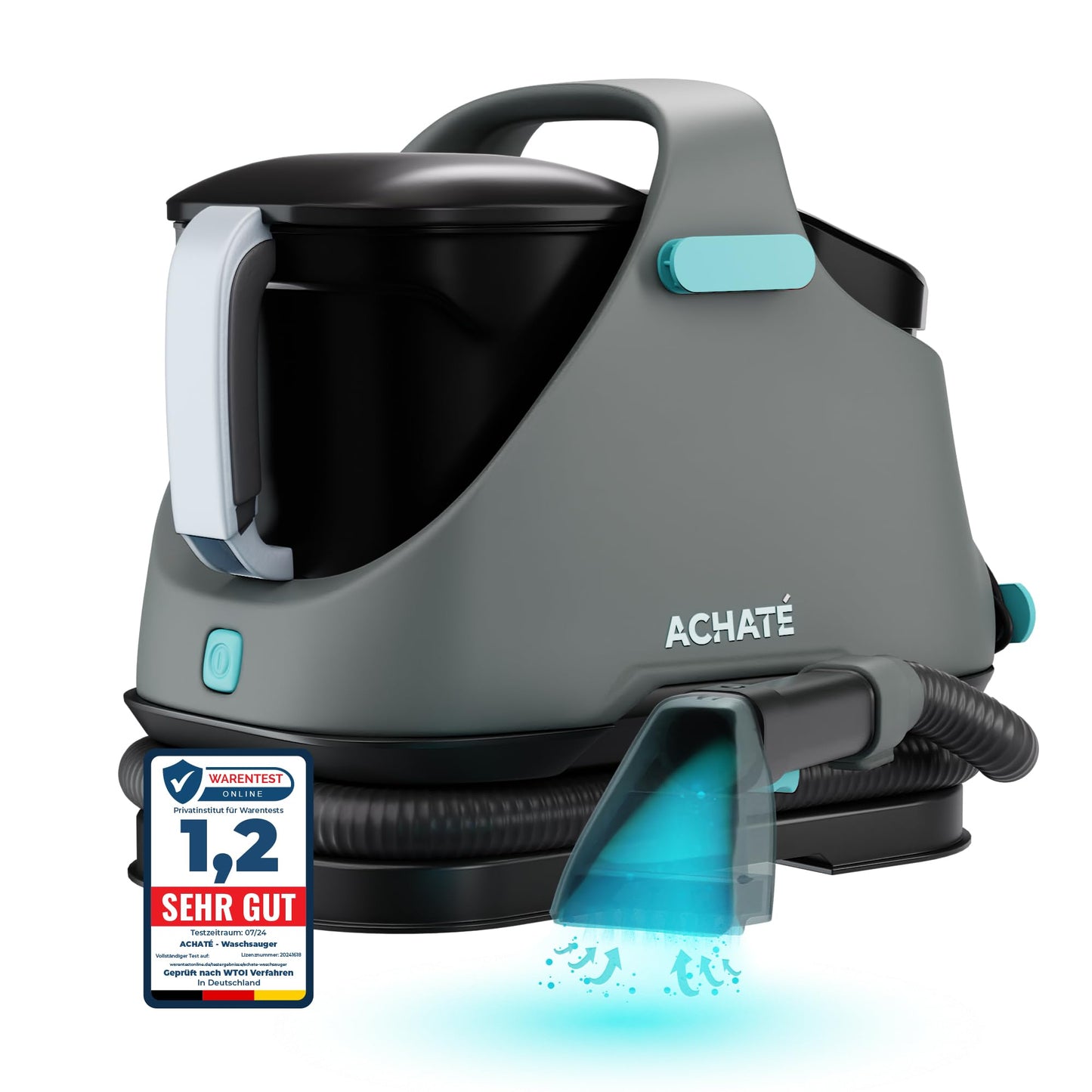 Achaté Carpet Cleaner - Stain Remover for Carpet, Sofa, rugs, upholstery, stairs, car - Powerful carpet cleaner - upholstery cleaner device 650W, 1.4L, Gray/Blue