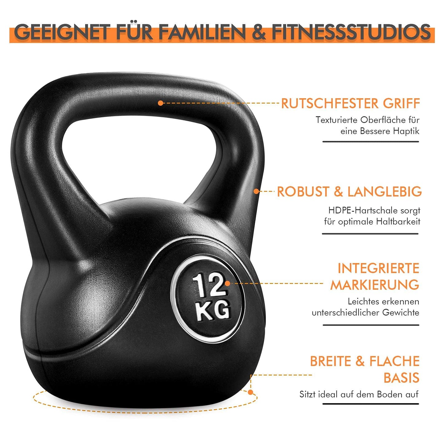 Yaheetech 12kg Kettlebell for strength training fitness gymnastics, black ball weight for kettlebell swings.