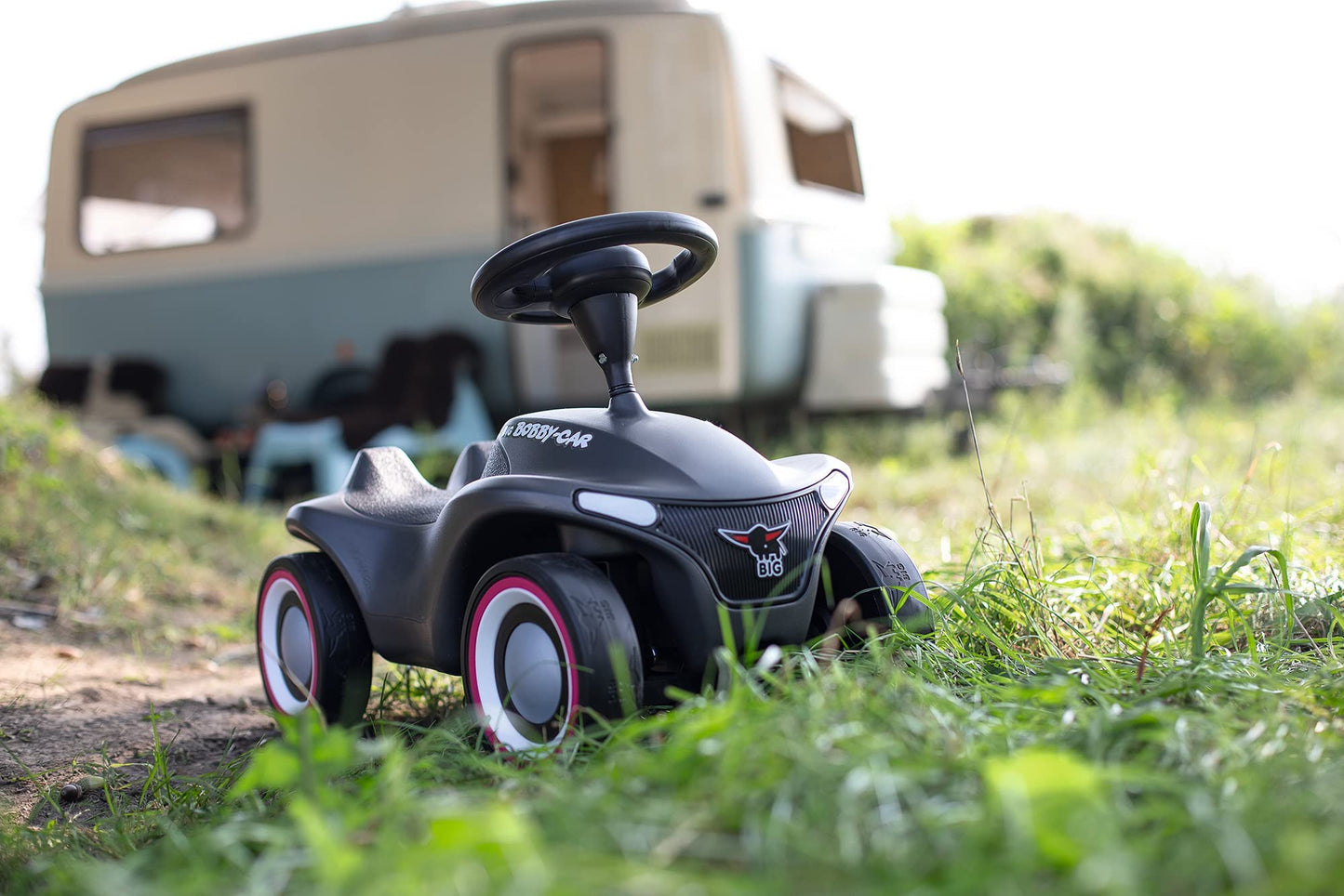 BIG-Bobby-Car-Neo Anthracite - slide vehicle for indoors and outdoors, children's vehicle with whisper tires and two interchangeable rims, for children from 1 year.