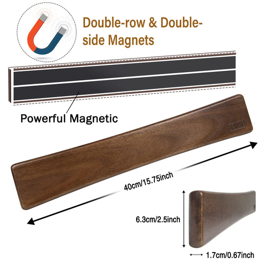 HOSHANHO Magnetic Knife Strip, Magnetic Knife Holder for Wall, Wooden Magnetic Knife Holder for Utensils and Tool Storage, 40cm/16in