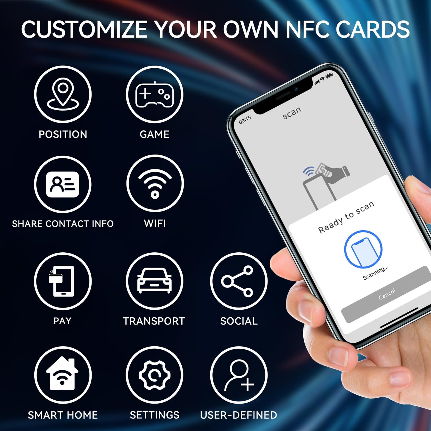 100 pieces NFC Tag Cards, programmable NFC 215 Tag waterproof PVC NTAG215 Card CR80, 504 bytes memory compatible with Android iPhone and other devices