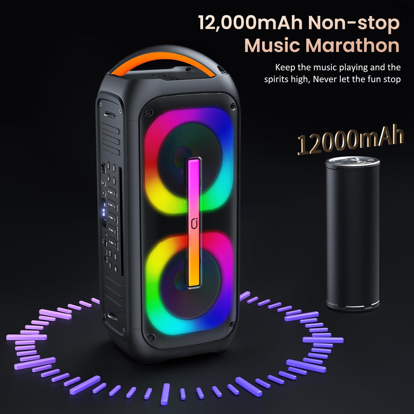 JAUXXIAN Karaoke machine with 2 microphones, large portable Bluetooth speaker with RGB light, karaoke system for karaoke, house party, PA system for adult party box supports TF/USB, AUX,Rec.