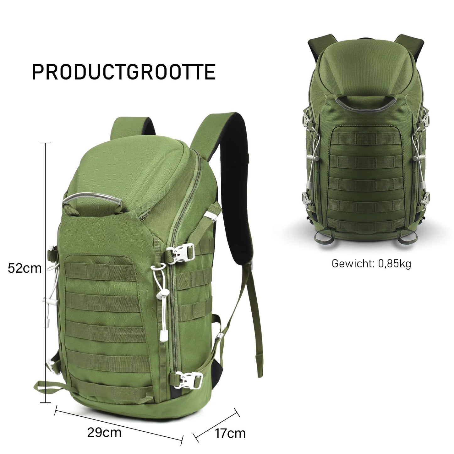 TANTOMI hiking backpack for men made of nylon with good ventilation. Large capacity, suitable for camping and hiking. 52x29x17cm, 851g.