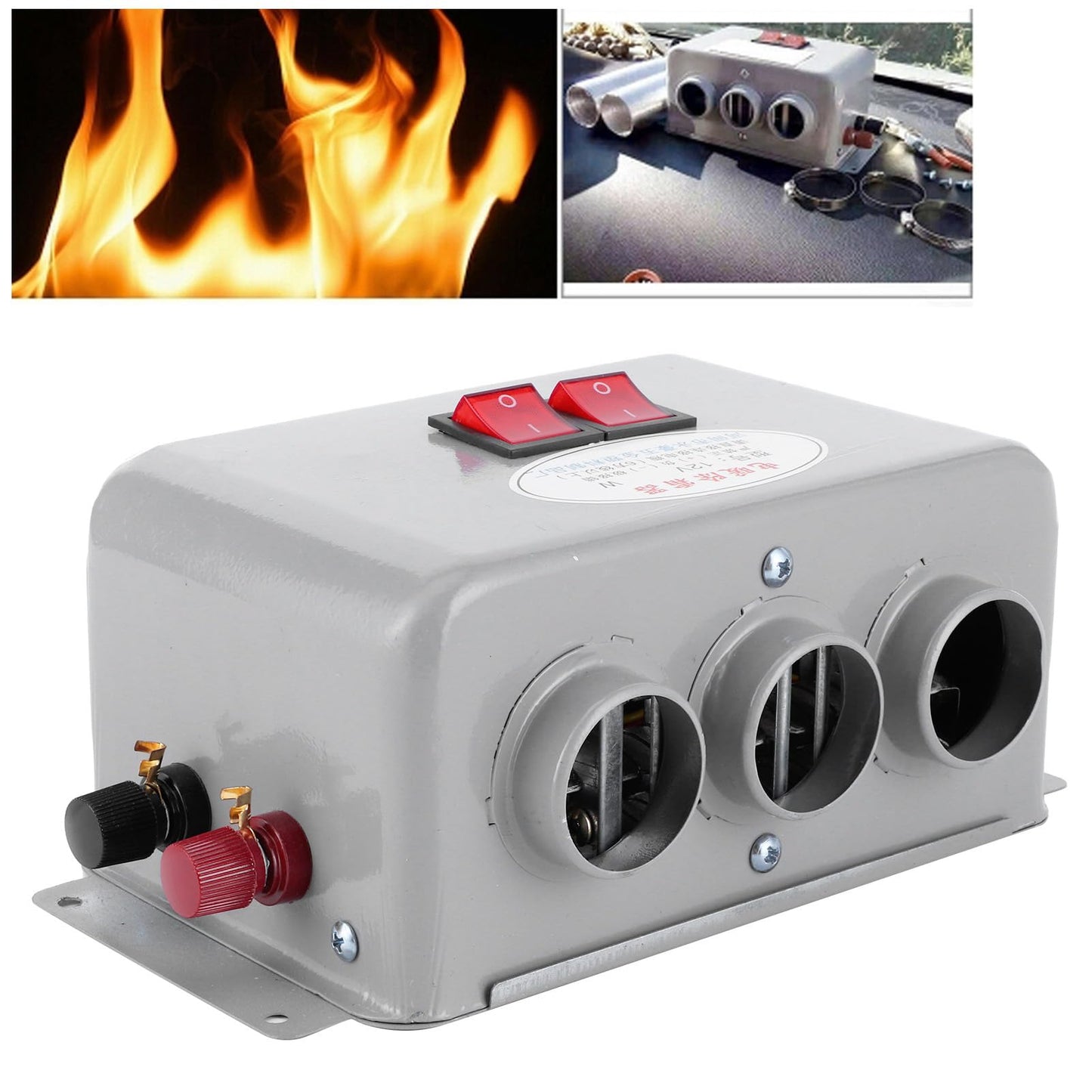 12V car heater, car heating, 12V compact 3-hole 600W - 800W rapid winter heater warmer frost removal defoggers low noise winter item winter defroster demister windshields