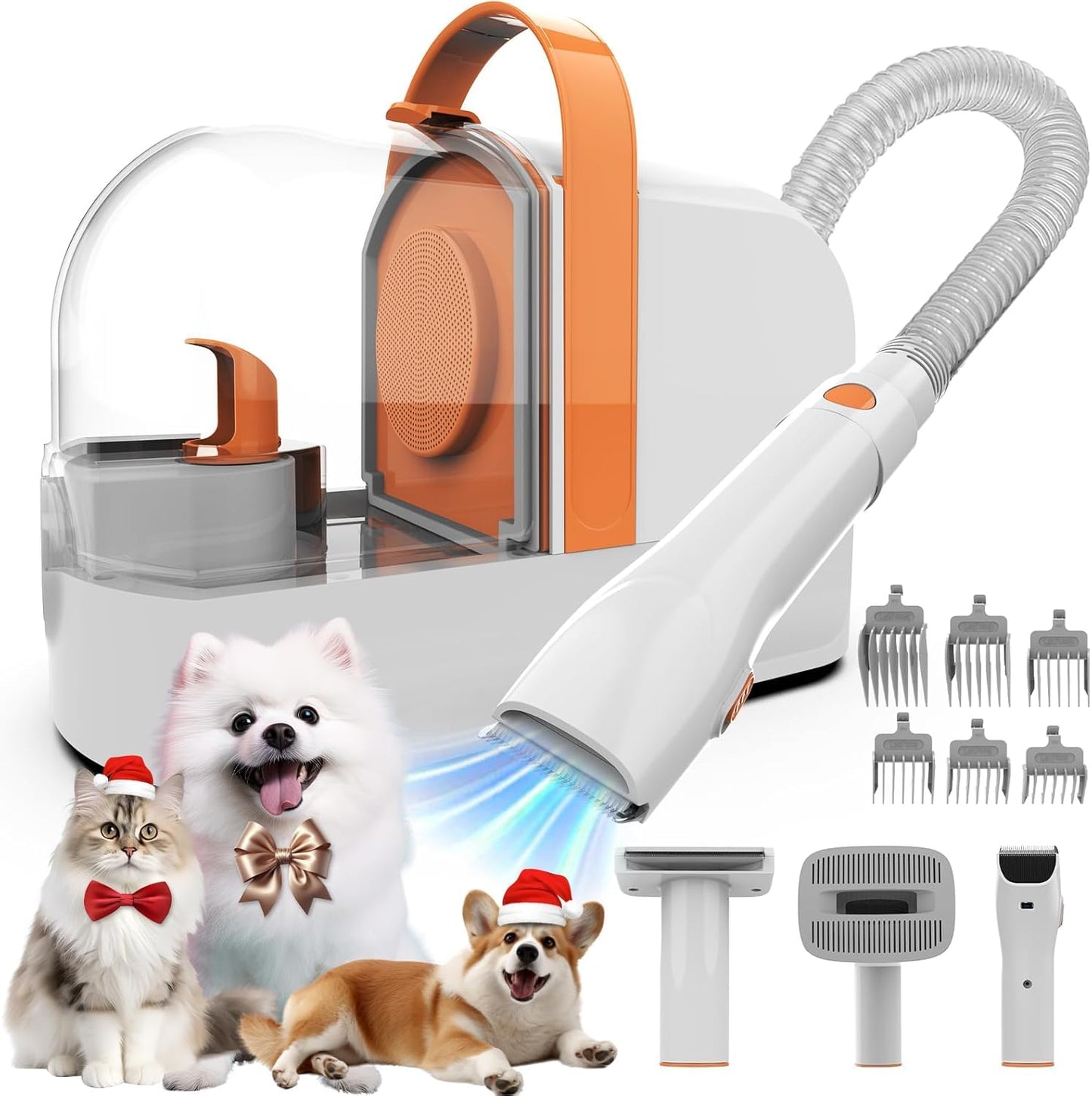 AIRROBO dog grooming machine with vacuum 12000 Pa, pet brush hair remover for dogs cats, quiet grooming machine for dogs with grooming tools, 1.4L dust container, PG10