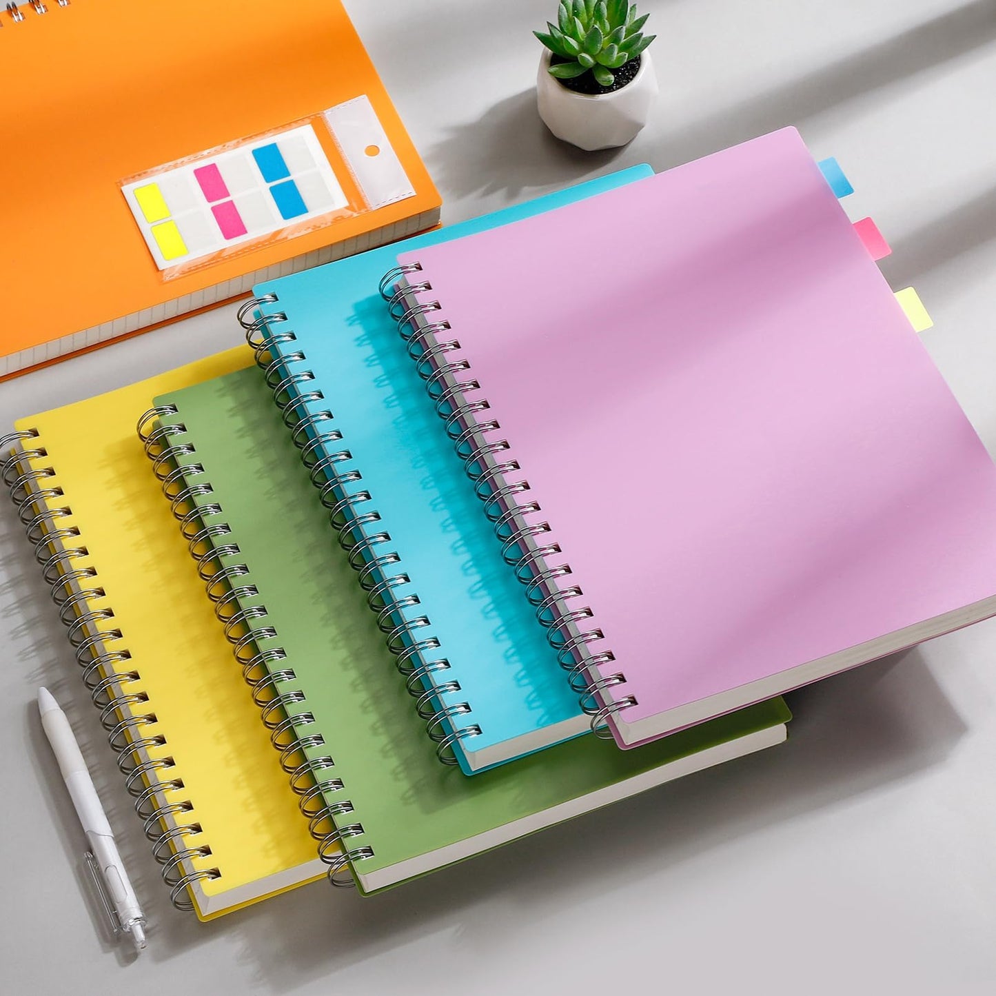 RETACY A4 Grid Notepad, Spiral Notebook 100gsm with 300 pages/150 sheets for drawing, Plastic PVC Hardcover, for diary, college, conference, travel, 21.5 x 27.9cm - Orange