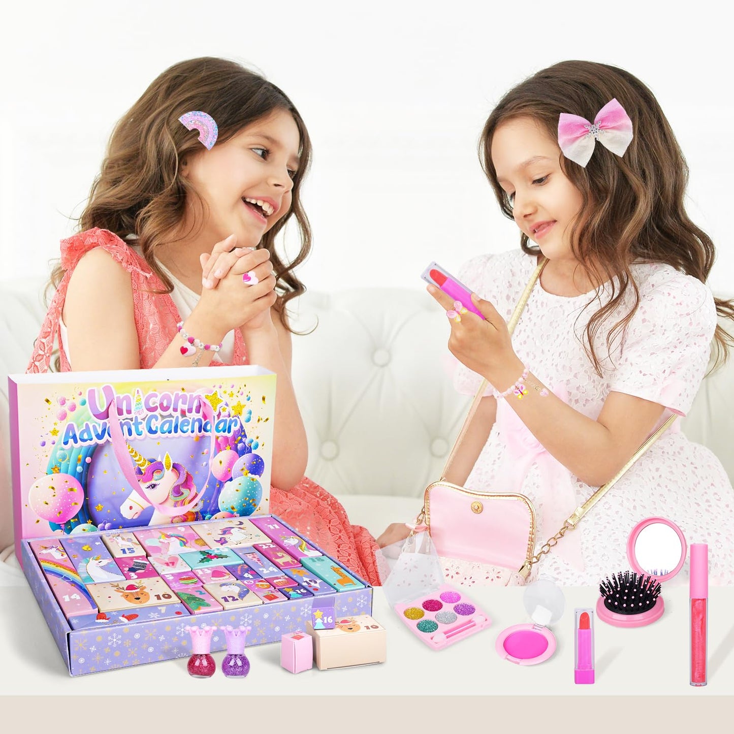 iZoeL Advent calendar cosmetics for teenage girls 2025 Christmas calendar 24 fashion jewelry makeup beauty calendar like unicorn jewelry earrings hair accessories ages 3-12 girls