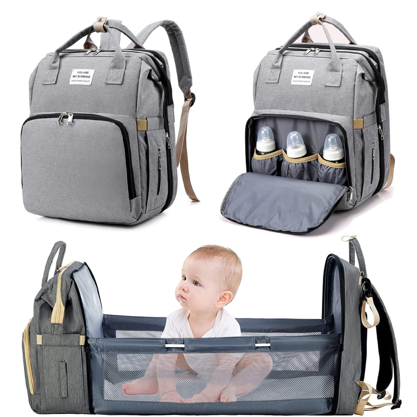Bibykivn Baby diaper bag backpack, diaper backpack, baby bag travel backpack with changing pad, multifunctional waterproof large capacity diaper backpack, great for mom.
