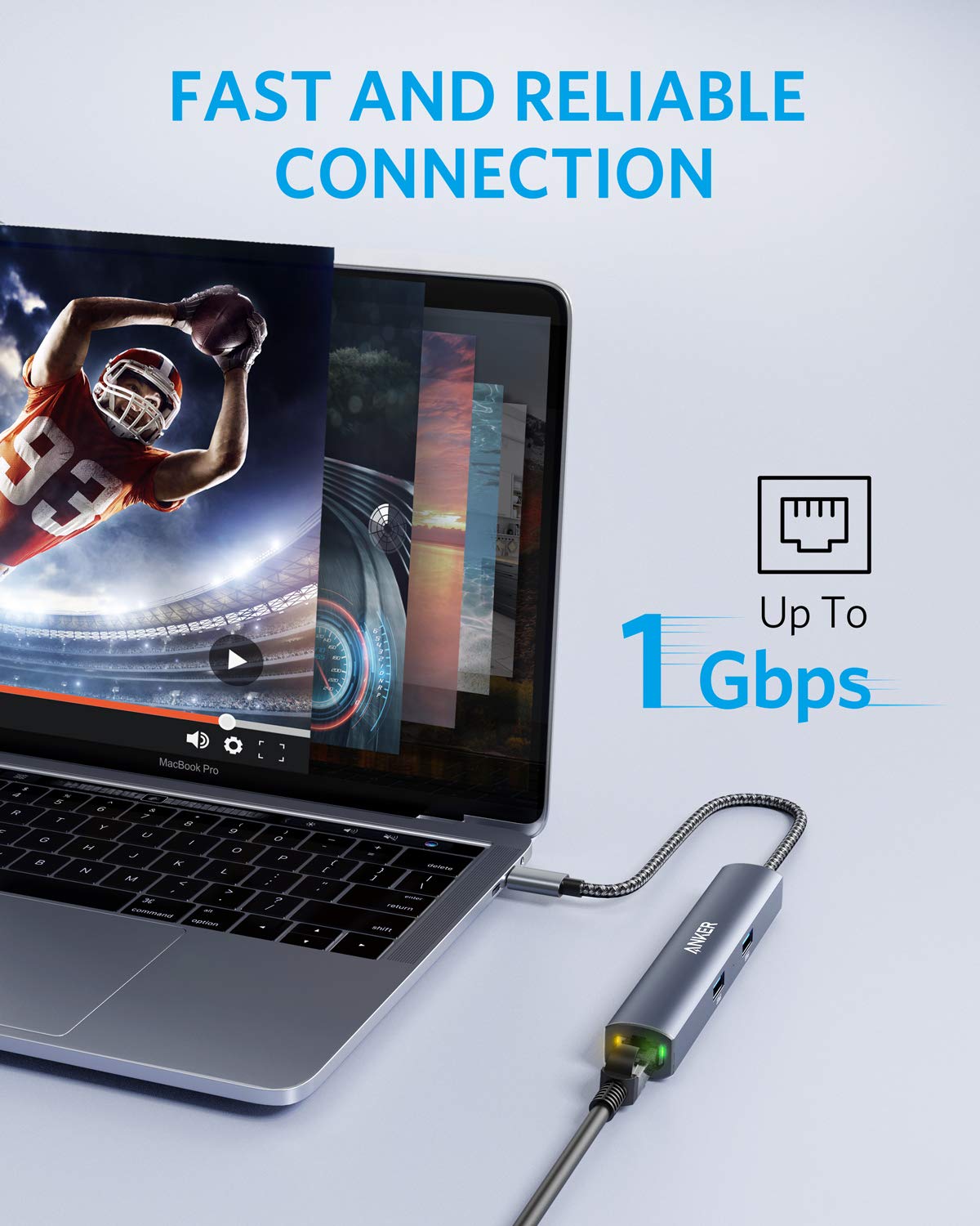 Anchor PowerExpand 6-in-1 Ethernet Adapter, PD USB C Hub, 65 PD, 4K HDMI, 1Gbps Ethernet, Data, 2 USB 3.0 data ports, compatible with MacBook Pro, MacBook Air, iPad Pro, XPS