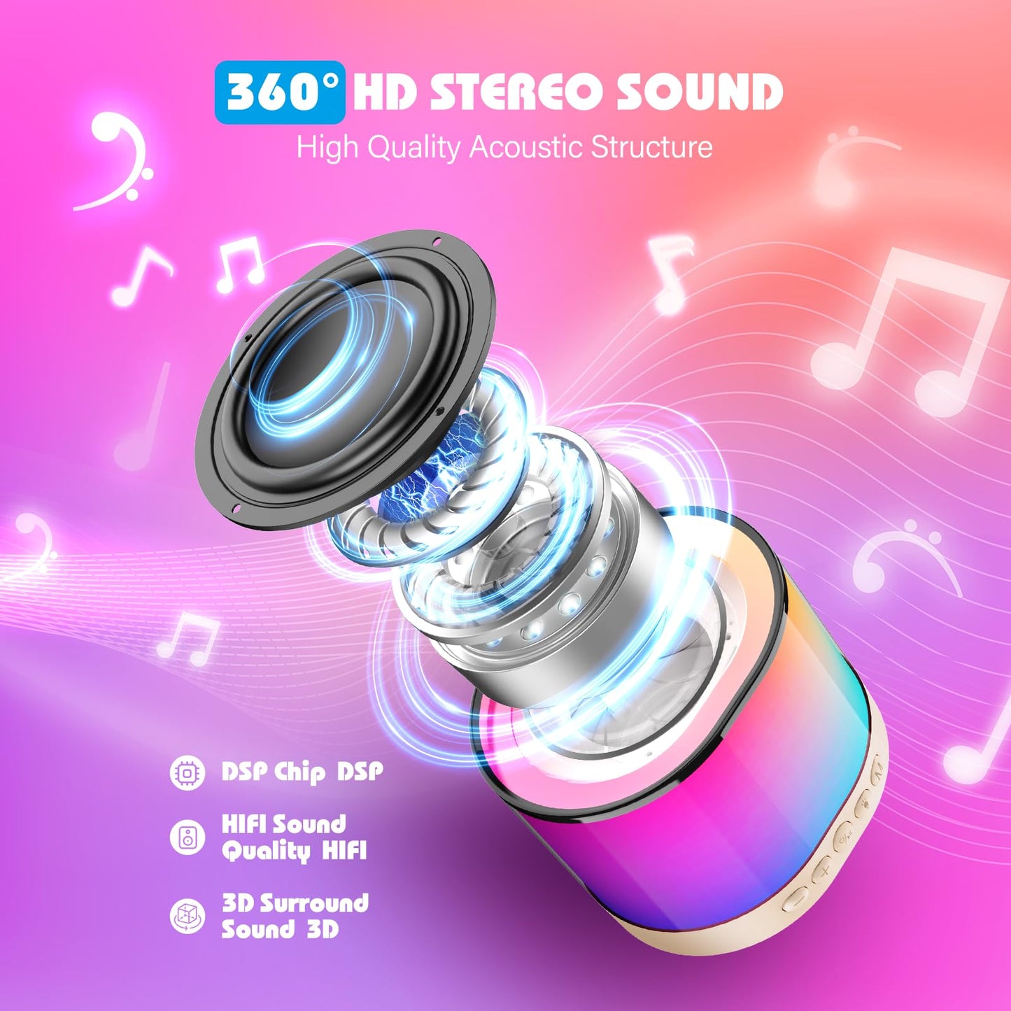 Grail girl gifts 3-12 years, mini karaoke machine with 2 kids microphones Bluetooth toy for girls and boys ages 3-12. Karaoke microphone gifts for kids.