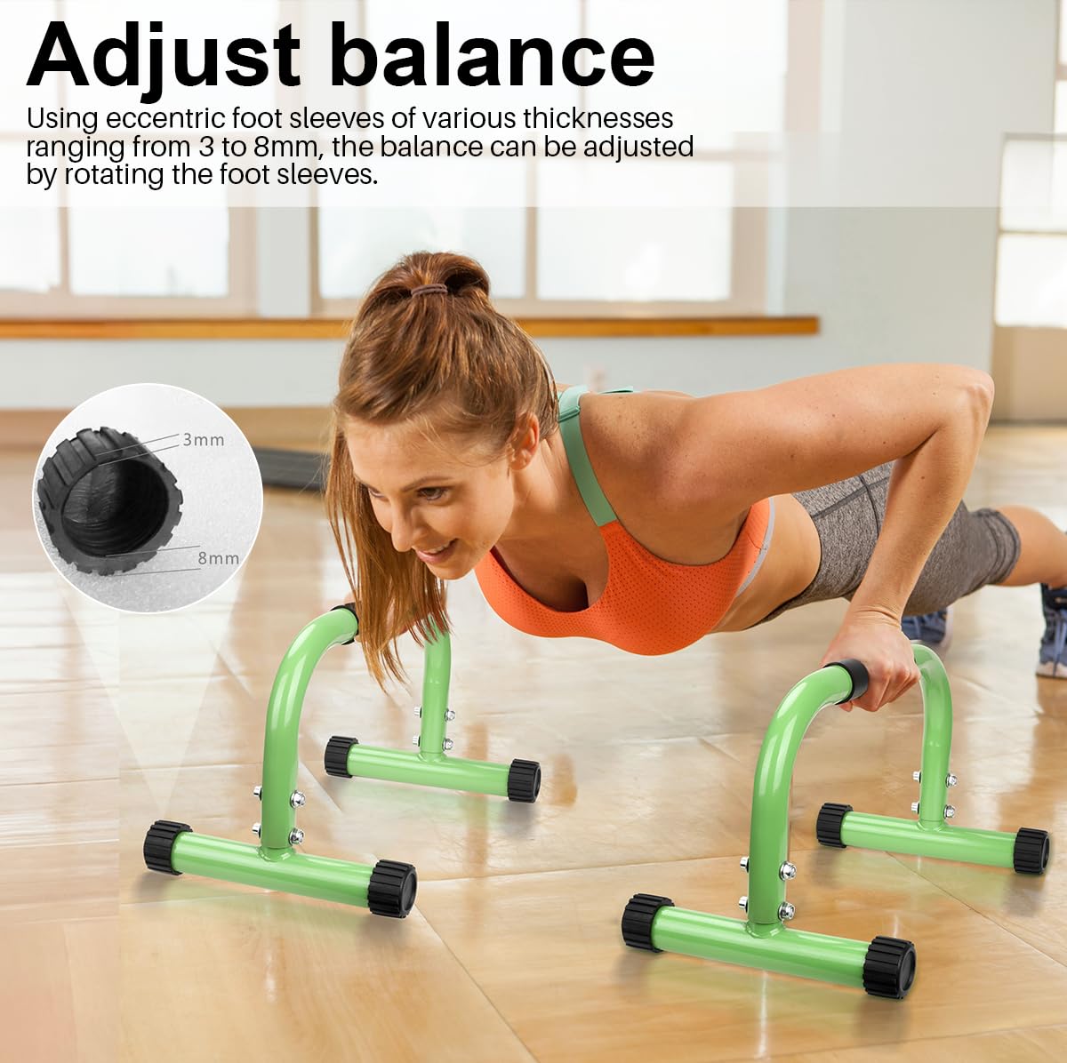 KingMile Parallettes, Handstand Bars, Large Push Up & Dip Bars, Non-Slip Push Up Handles, Calisthenics Equipment for Indoor & Outdoor, Suitable for Home Fitness & Push Ups (Green)