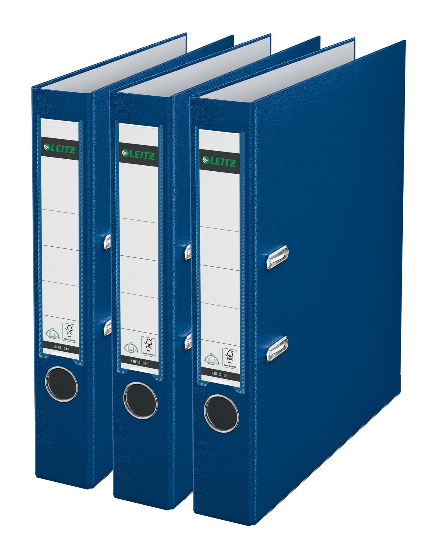 Leitz Quality Folder 180° Plastic, 3 Pack, Original, A4 file folder 5 cm slim, 90% recycled cardboard, 30% pre-consumer recycled plastic, with 180° mechanism, 350 sheets, Blue, 310345035