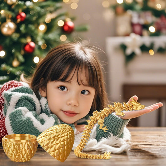 Surprise dragon egg with dragon inside gifts for children and adults 3D printed fidget toy perfect for Christmas Easter birthdays decor stress relief (Gold, Large)