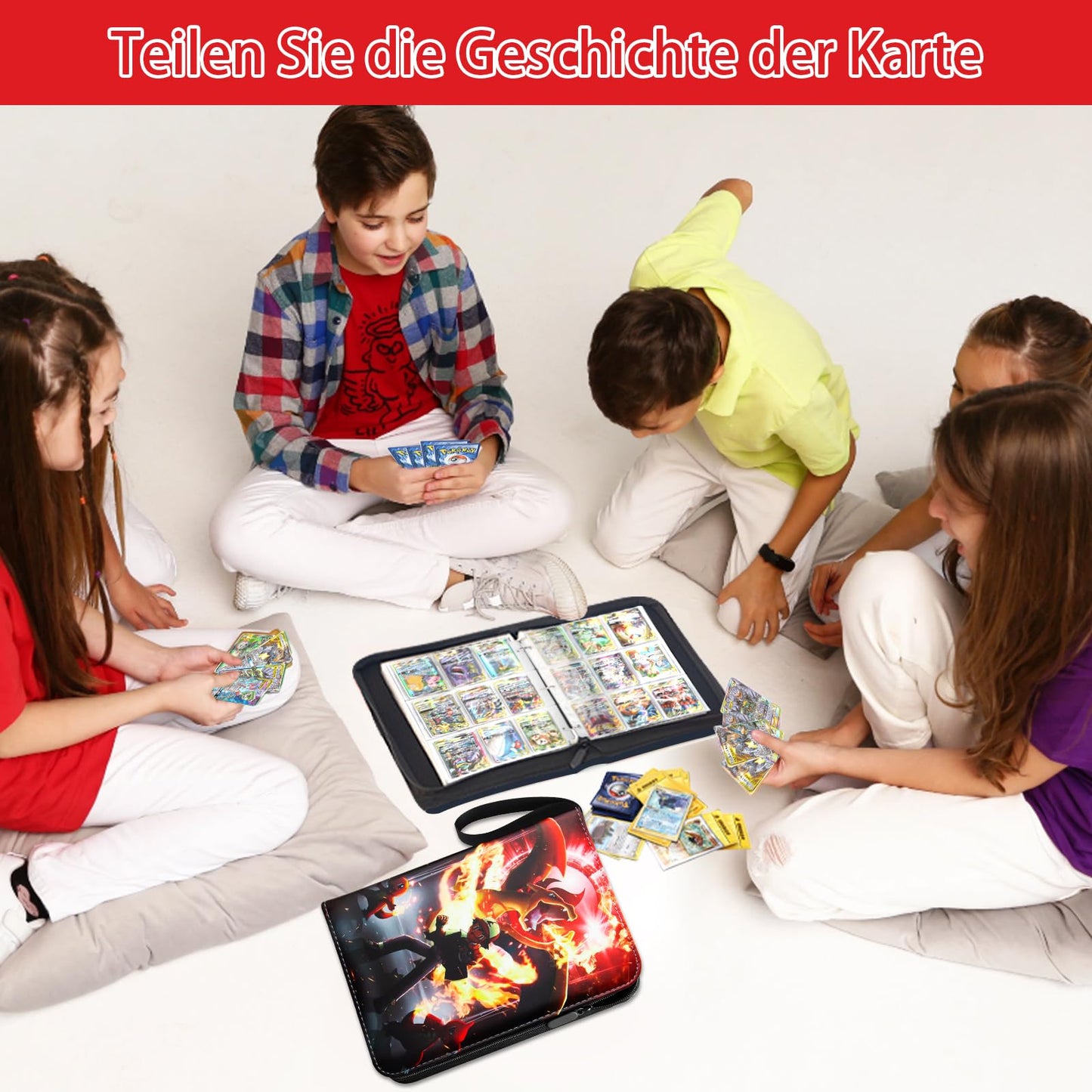 Collectible card album, collecting album for Pokemon cards, 900 pockets 50 pages 9 pockets collection book, PU surface waterproof card holder, card binder folder book, 50 pcs per page.