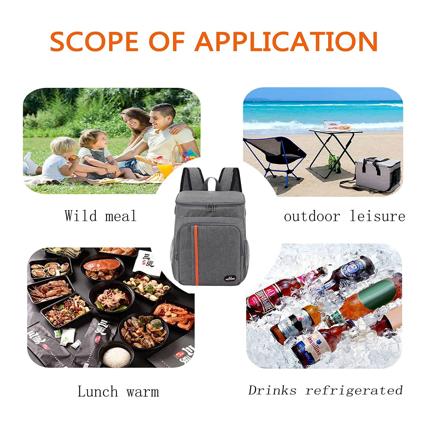 MCXKJ 22L Cooler Backpack Picnic Bag Large Insulated Cooler Bag, Men Women for Beach, Picnic, Camping, BBQ, Hiking Meals and Drinks (Gray)