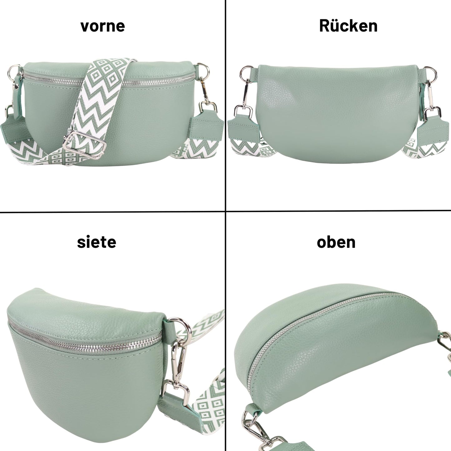 Blade leather fanny pack for women, stylish waist bag with 2 patterned and leather removable & adjustable wide belts, crossbody bag for women, high-quality chest bag for ladies