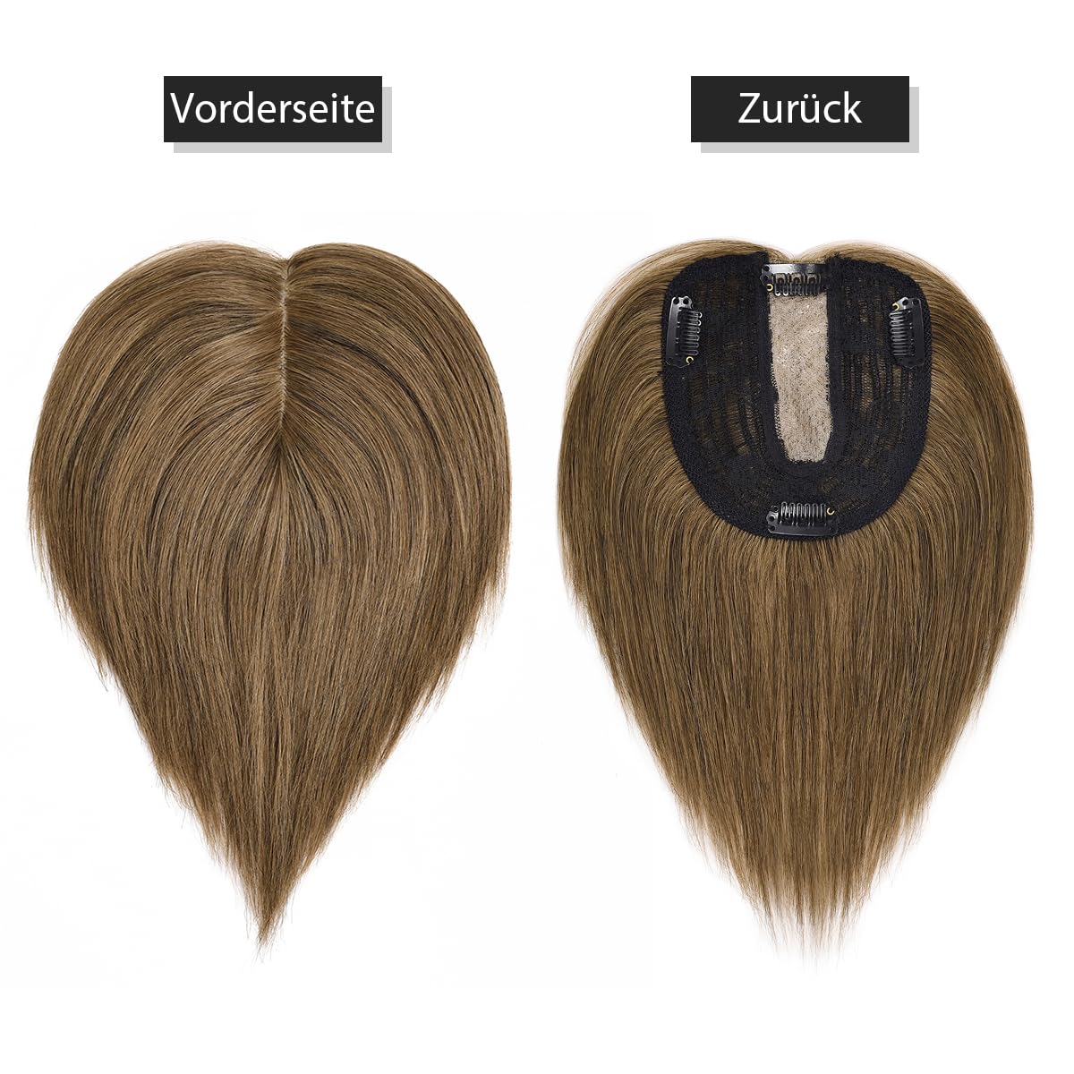 PARXITN Clip in Extensions Real Hair Topper Hair Toppers for Women Clip in Toupee Hair Extensions Real Wiglet Hairpieces 25cm Hair Topper Real Hair Chestnut Brown