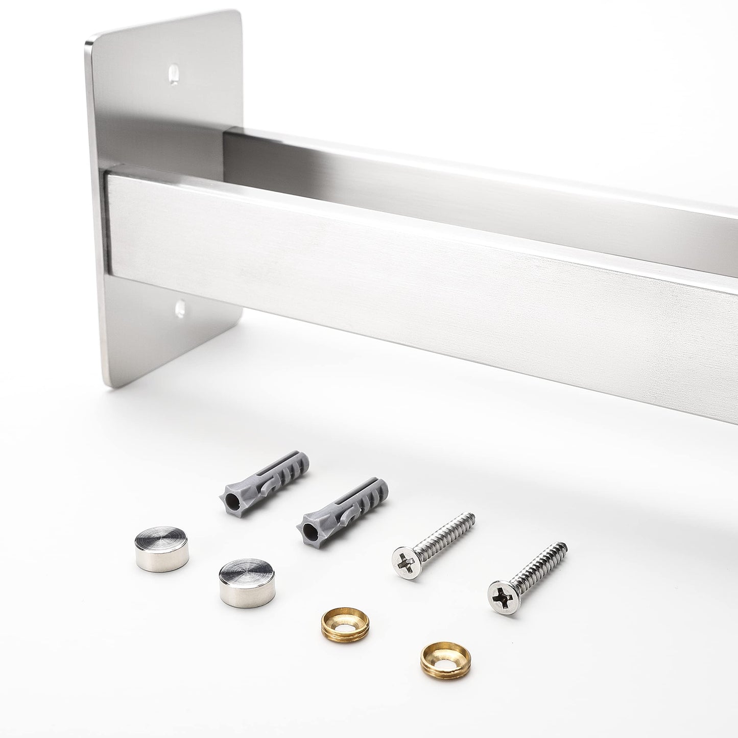 Dvocel Towel Rack Double Arm Towel Holder Wall Mounted for Bathroom and Kitchen 39CM 304 Stainless Steel Silver Towel Bar Drill Square Towel Rail