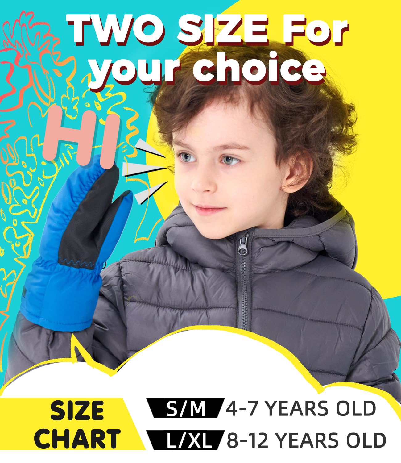 AROMA SEASON Heated Gloves for Kids Baby with Battery | Heated Children's Mittens for Toddlers | Powerful heating and battery performance | high-quality workmanship (Blue, L/XL)