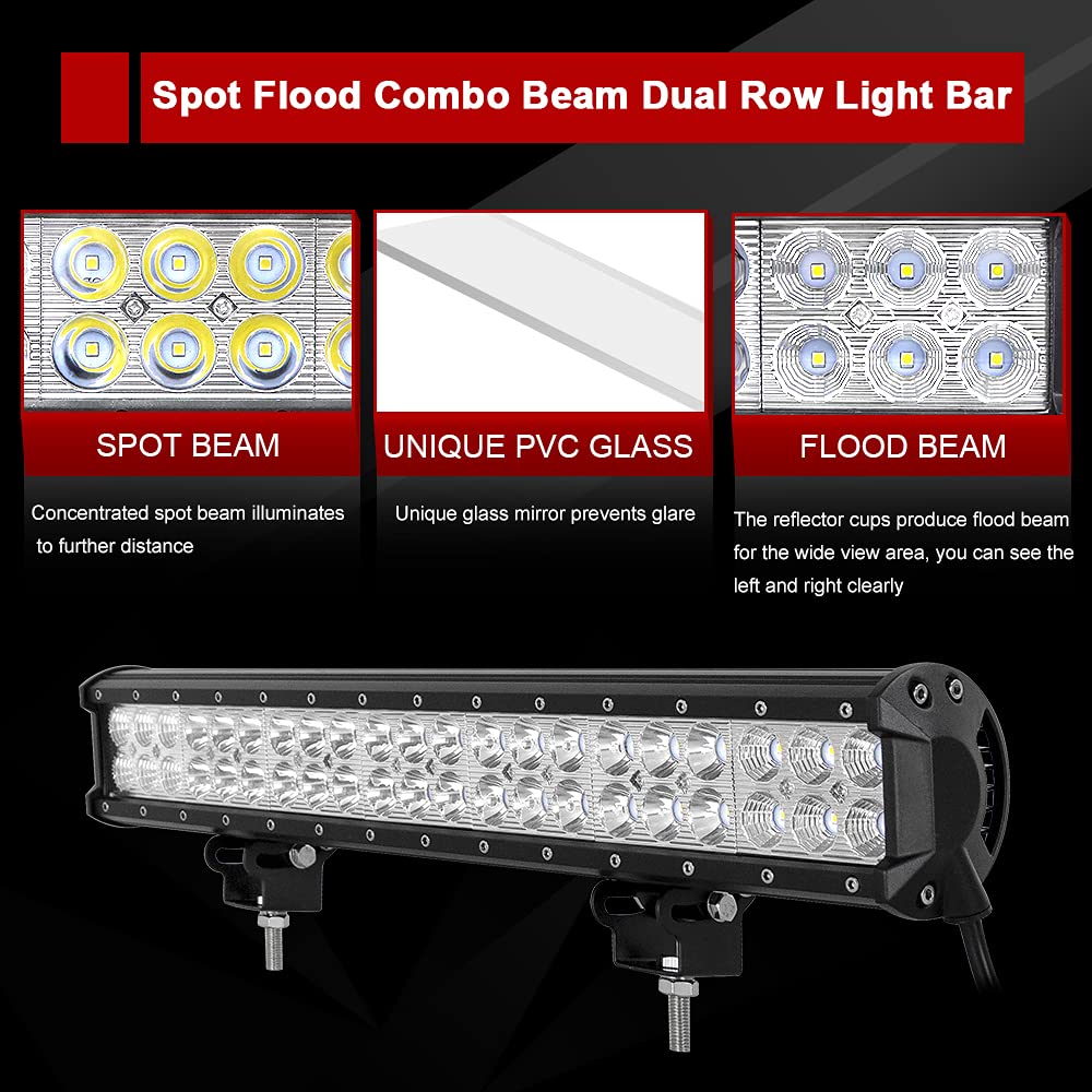 Willpower LED Headlight Offroad 12inch 72W LED Work Light 12V Spotlight Floodlight Combo Waterproof IP67 Additional Light Tractor Truck Auto SUV UTV ATV Reflector Reverse Light