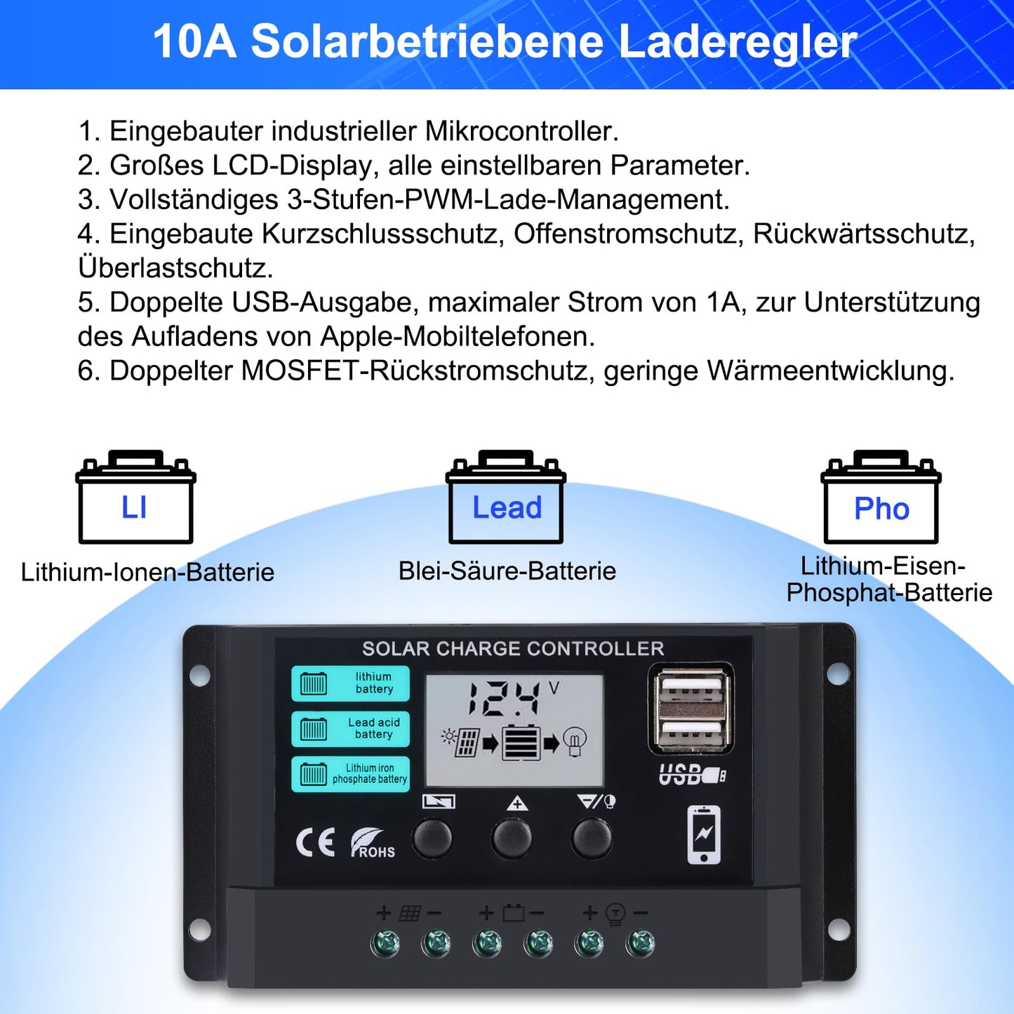 100W Solar Panel 12V Kit: DERUXI 100W Solar Panel 12V Kit includes 2pcs 50W monocrystalline solar panels, 10A solar charge controller, and 4pcs extension cables. Perfect for RVs, campers, and boats.