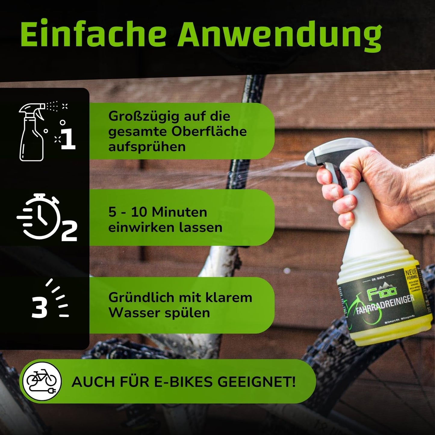 DR. WACK - F100 Bicycle Cleaner 2 Liter - Cleaning agent for the entire bicycle - Effective bicycle care product - Cleaning spray acid-free & gentle on materials - High-quality bicycle care.