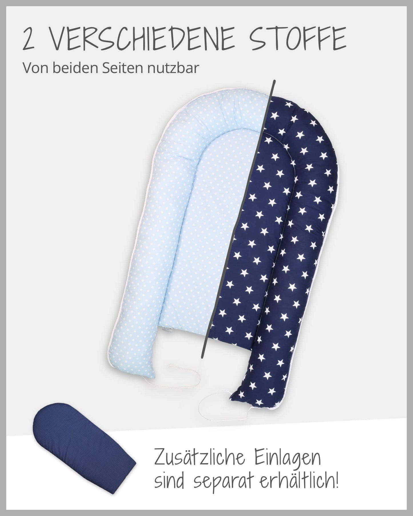 ULLENBOOM Baby nest - 100% OEKO-TEX materials & Made in EU, Blue Light blue - Baby nest for newborns made of cuddly cotton, Ideal as a travel bed & cuddle nest.