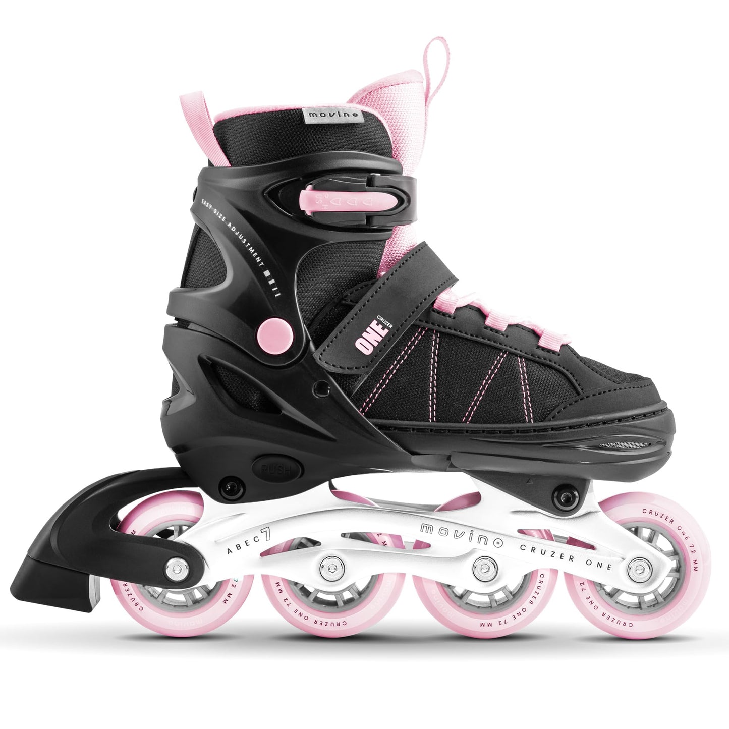 Movino Inline Skates | Cruzer One | Adjustable Roller Skates | Inline Skates for Women Girls Boys | Inline Skates for Kids & Adults | Inline Skates with Large Wheels 72 mm | Kids Inline M (34-37)