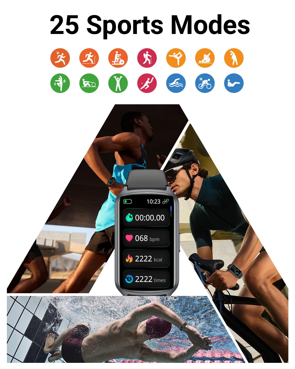 Fitness tracker watch for women and men, up to 7 days battery life, 20+ training modes, SpO2 tracking, sleep monitoring, heart rate monitoring, pedometer, 5ATM water resistant activity tracker.