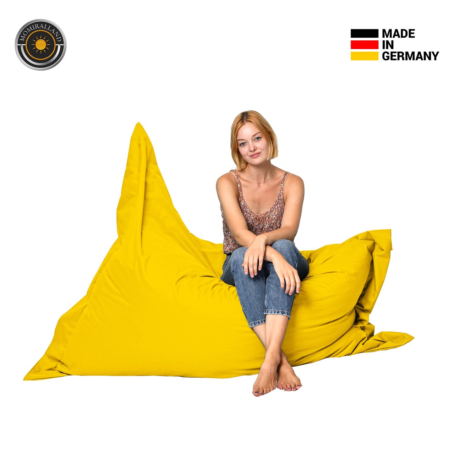 Momiralland Rectangular Bean Bag Chair - Indoor & Outdoor - 2 in 1 Function - for Relaxation - Giant Seat Cushion for Kids and Adults - EPS Bead Filling (Kiwi, Indoor & Outdoor 120 x 140 cm)