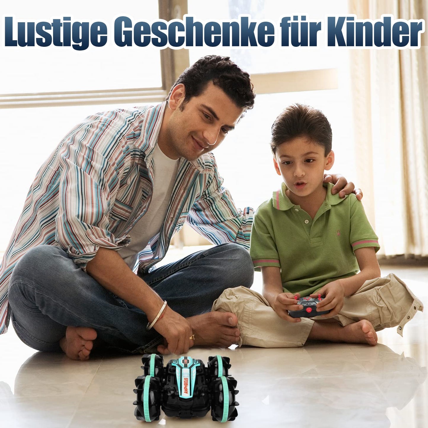 Amazing AmazeFun amphibious remote control car, gesture sensor 4WD remote control off-road toy car for kids, 360-degree rotating 4,5,6,7,8+ years old kids' gifts.