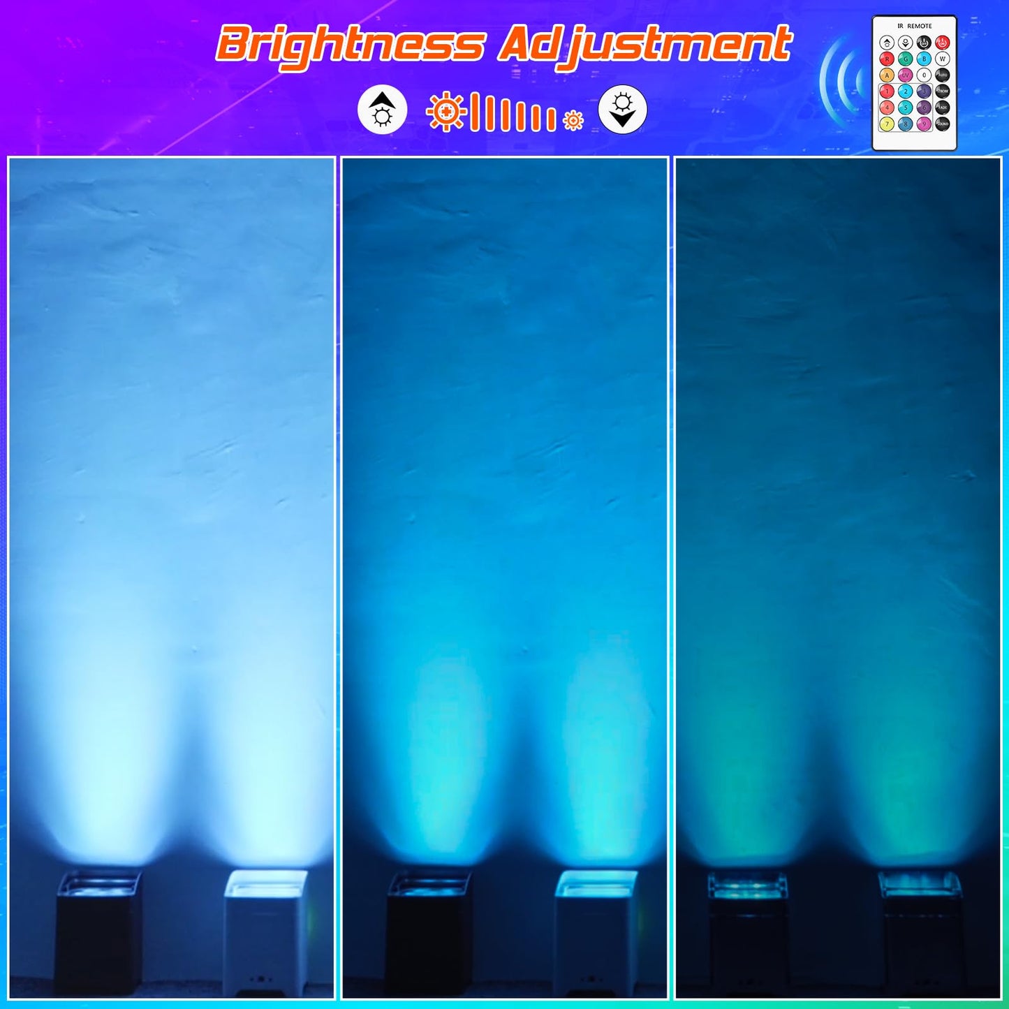 PUZILOZA 4PCS 108W LED Par Lights Battery Powered with Bag via APP, RGBWA+UV DMX Built-in rechargeable 8800mAh battery Stage Light Uplight with Remote Control for DJ Bar KTV Wedding Birthday.