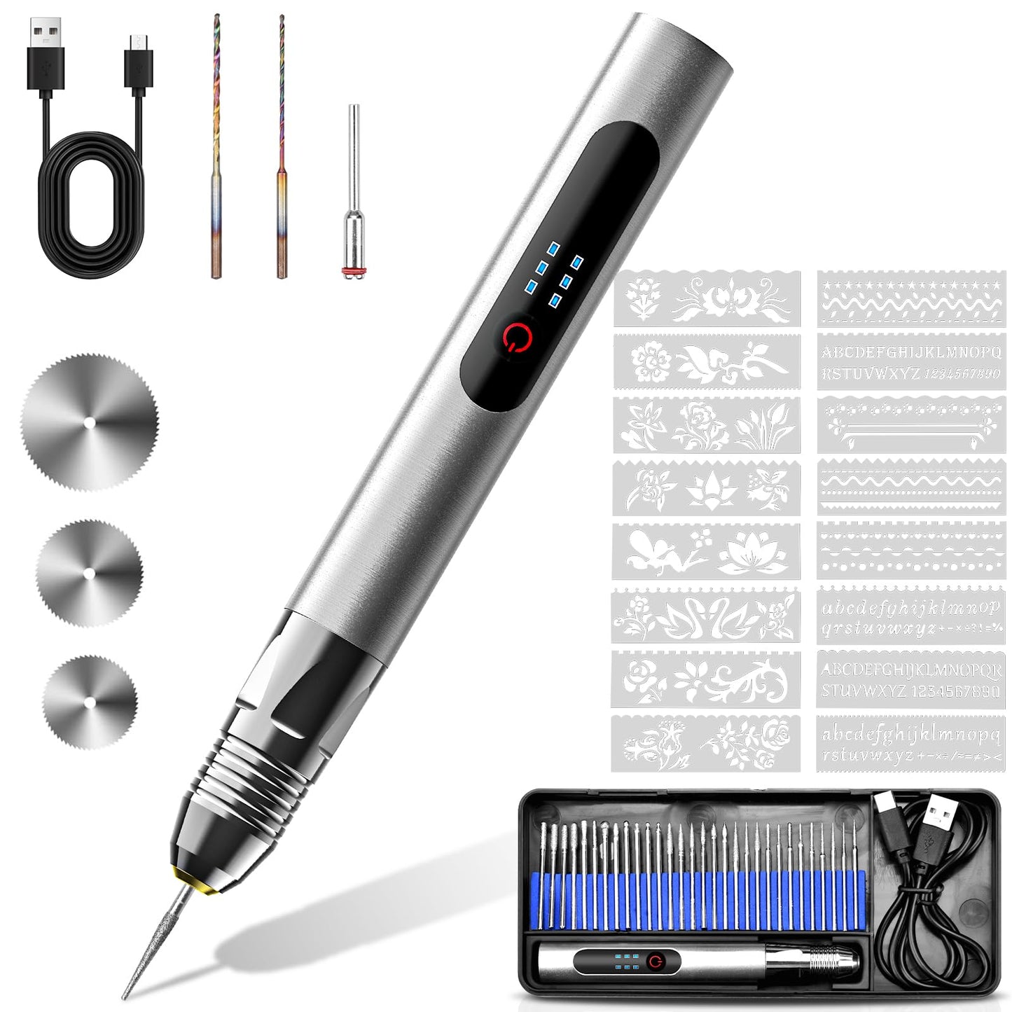 Electric Engraving Pen, Multifunctional Wood Engraving Tool, Rechargeable USB Battery Portable Engraving Pen, Etching Tool for DIY Jewelry, Wood, Glass, Metal