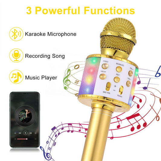 Fede Karaoke Microphone, Wireless Bluetooth Microphone for Kids, Fun Gifts Toy for Teenage Girls Boys, Portable KTV Speaker Recorder for Smartphone PC
