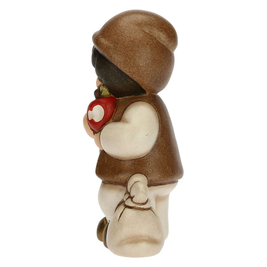 THUN - Nativity scene 2022 - Nativity figure Nativity child with apple made of ceramic, hand-decorated, white dress - Classic line Nativity scene - 4.3 x 3 x 6.5 cm h