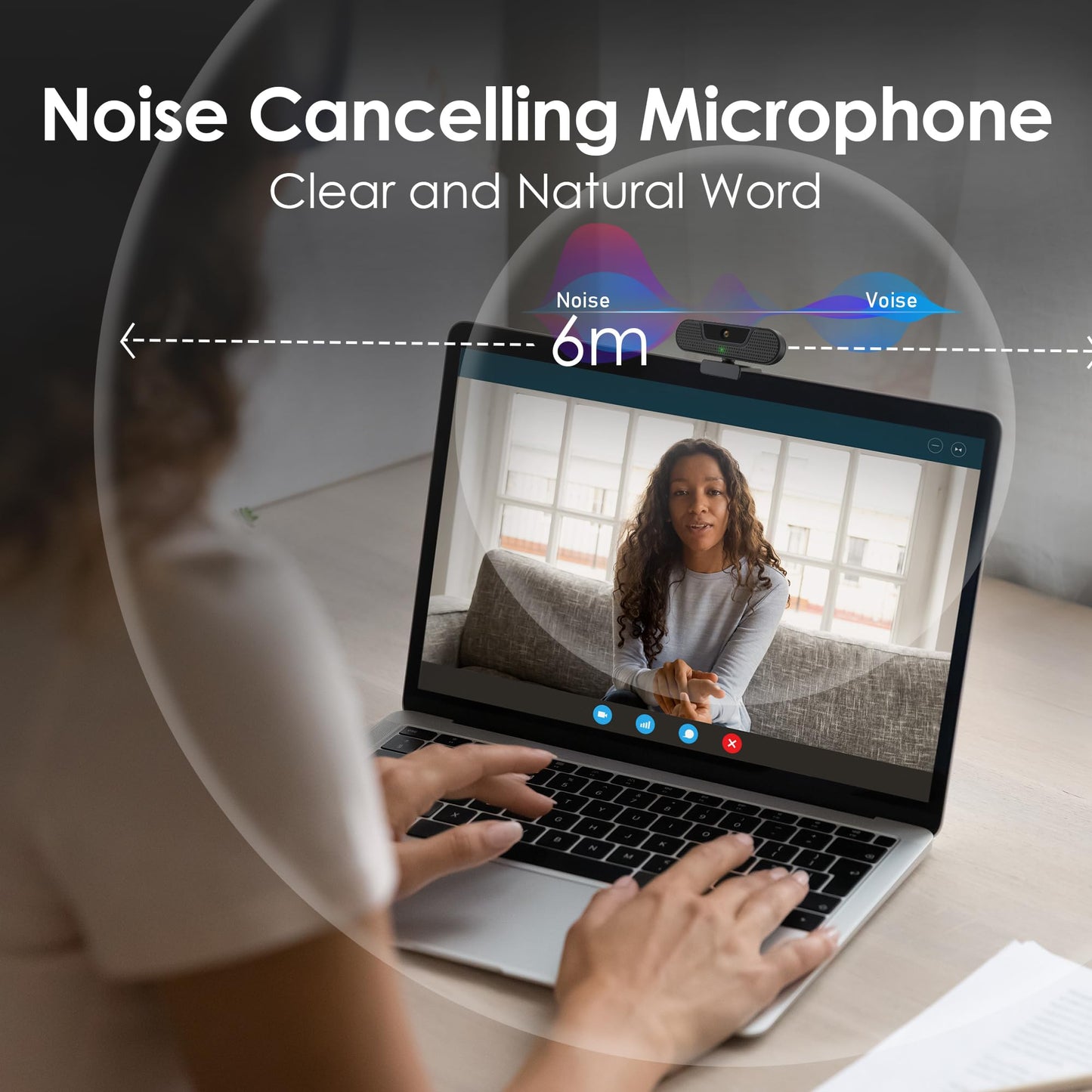 VIZOLINK W8GS Webcam 4K, PC camera with microphone, noise cancellation, autofocus, 85° field of view, privacy cover, plug&play, light correction, for Mac OS/Windows/Linux/Chrome/Switch 2, ideal for meetings and streaming.