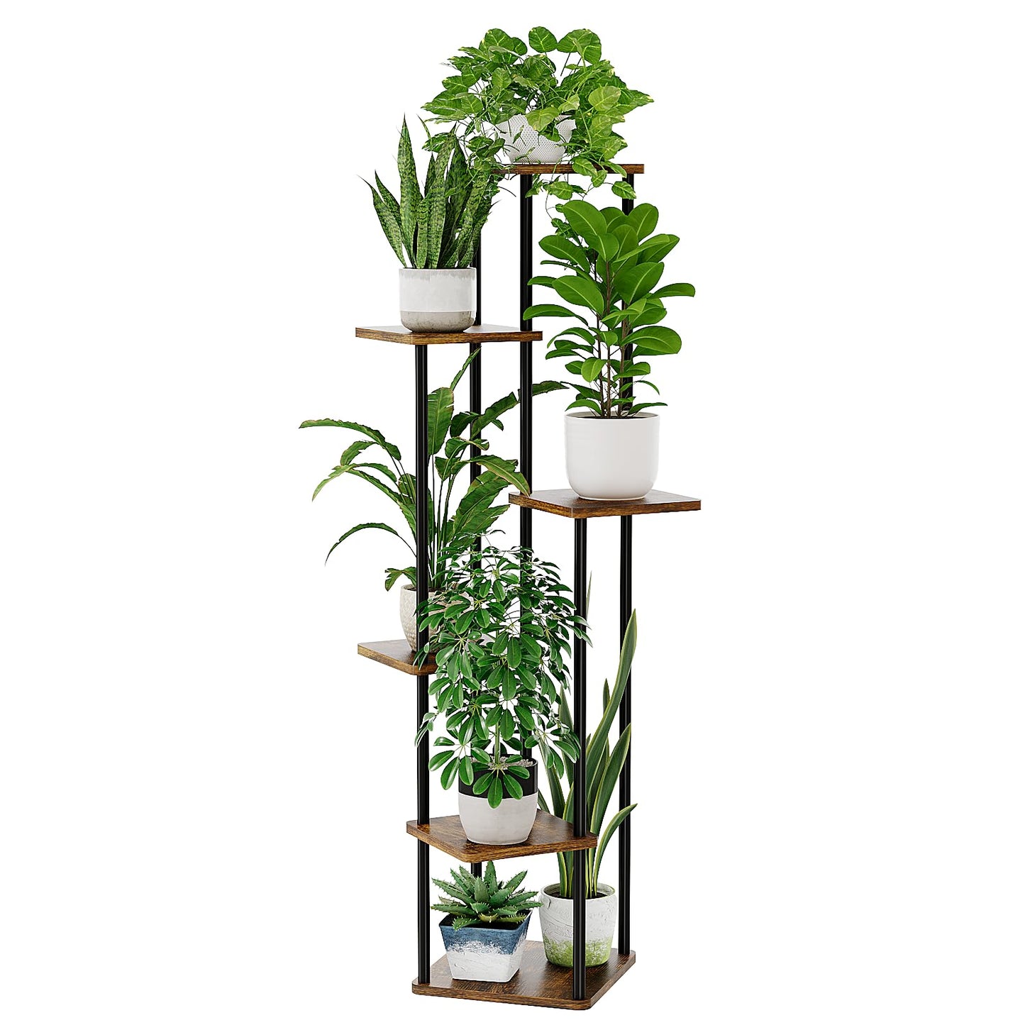 Bamworld Plant Stand Flower Stand for Outside Plant Shelf Flower Staircase Metal Outdoor Balcony Decor Bedroom Plant Pot Indoor Plants Plant Table (brown)