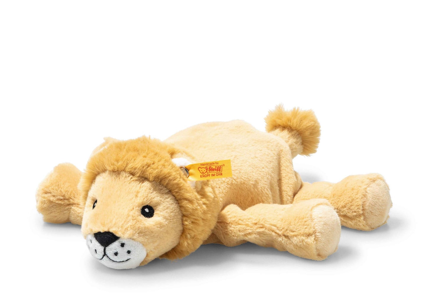 Steiff Liam Lion 20 cm, Soft Cuddly Friends, cuddly toy lion, fluffy stuffed animal for playing & cuddling, made of cuddly soft plush for baby's gentle skin, machine washable
